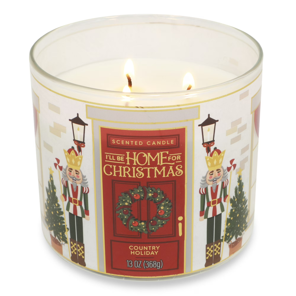 Mainstays 3-Wick Country Holiday Scented Candle with a Nutcracker Scene Wrap